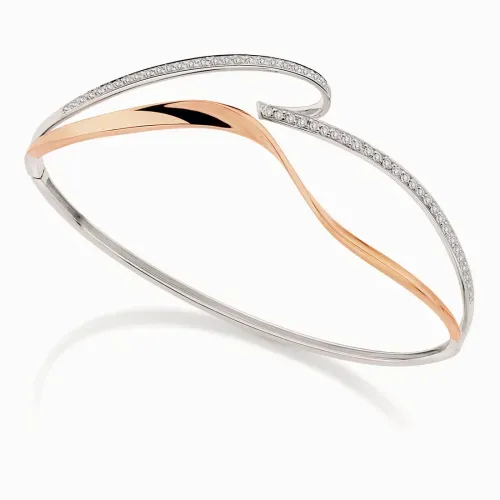 Pulseira em ouro rosé e ouro branco com diamantes