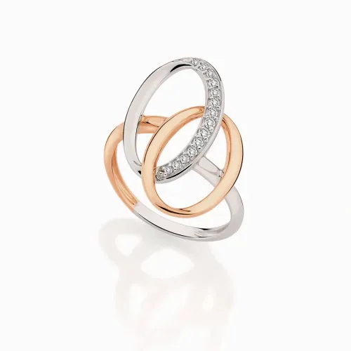 Anel de ouro branco e ouro rosé com diamantes