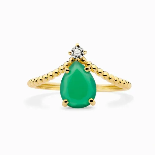 Anel de ágata verde e diamante