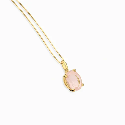 Pingente em ouro amarelo com quartzo rosa