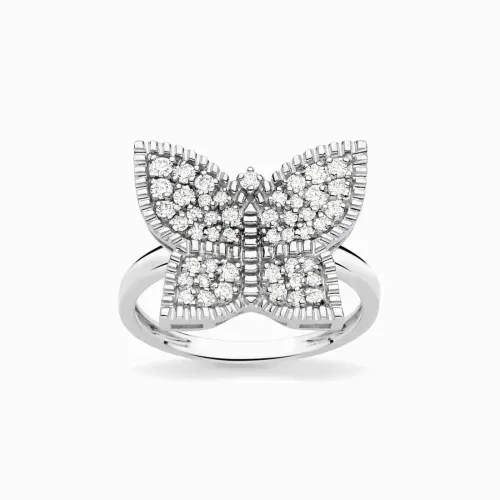 Anel em ouro branco com diamantes
