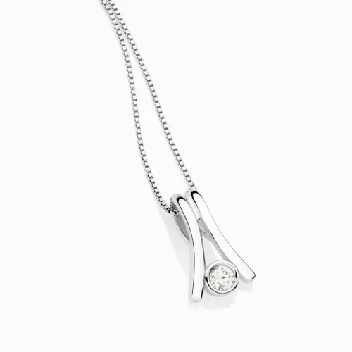 Pingente em ouro branco com diamante