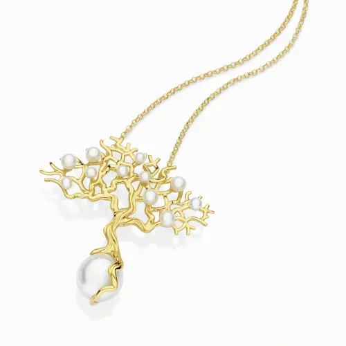 Pingente árvore da vida em ouro amarelo com pérolas
