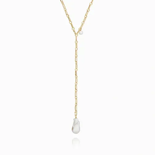 Colar em ouro amarelo com pérola e pérola Keshi