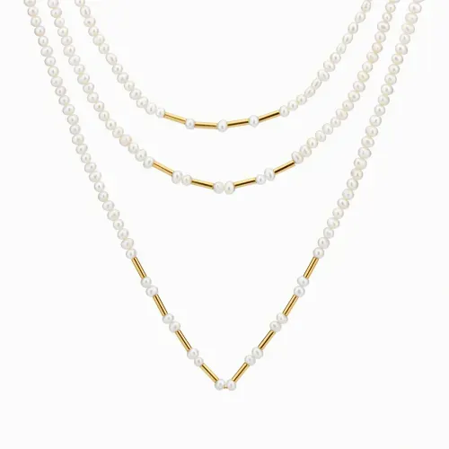 Colar em ouro amarelo com pérolas Biwa