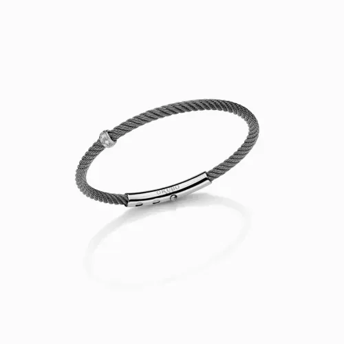 Pulseira em aço, prata e diamantes