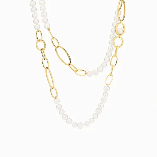 Colar em ouro amarelo com pérolas Biwa