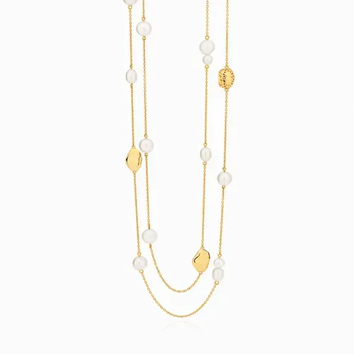Colar em ouro amarelo com pérolas Biwa