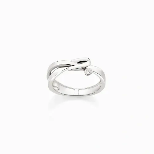 Anel em ouro branco com diamante