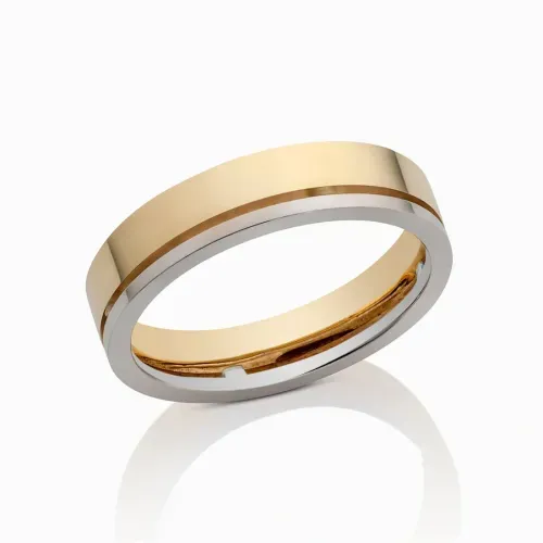 Aliança em ouro amarelo e branco