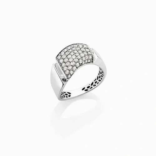 Anel em ouro branco com diamantes